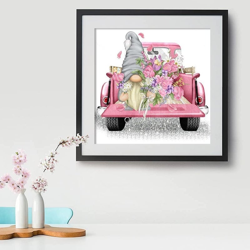 Tiwabb Stamped Cross Stitch Kits,Gnome Truck Flower Cross Stitch Kits for Adults Beginners,Full Range of Cross-Stitch Stamped Kits Needlecrafts for Home Wall Decor Cross Stitch Patterns 13.8x13.8inch - Image 2